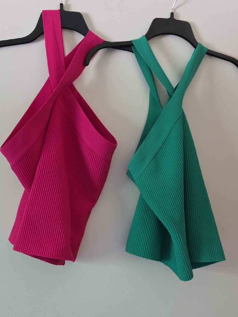 Bailey 44 Pink and Teal Ribbed Crossback Camisoles